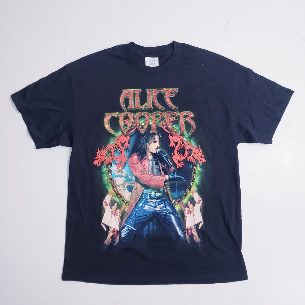 Alice Cooper Tour 2002 Black Concert Vintage Double-Sided T-Shirt Large